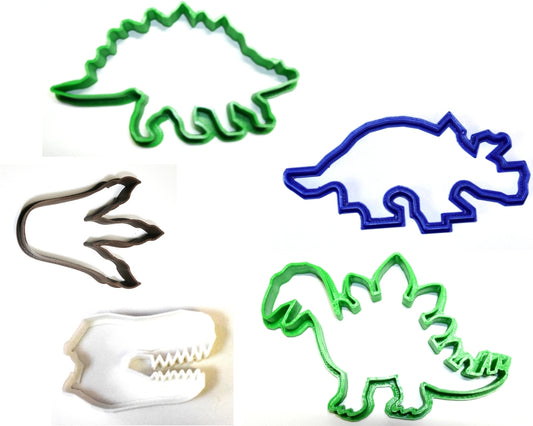 Dinosaurs Outlines T-Rex Triceratops Print Set of 5 Cookie Cutters USA PR1033