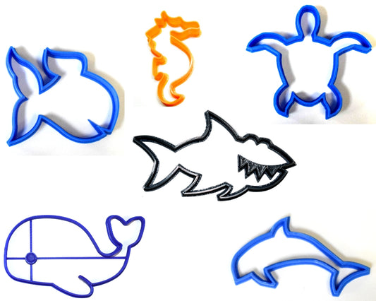 Aquarium Ocean Creatures Fish Sea Horse Shark Set Of 6 Cookie Cutters USA PR1036