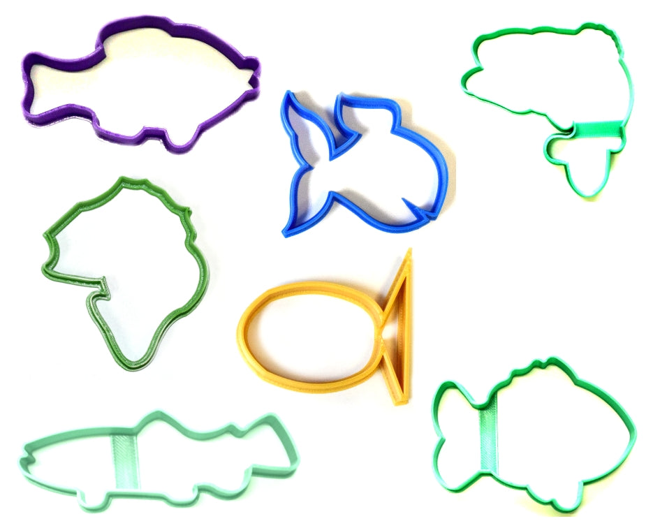 Fish Freshwater Aquatic Animal Fishing Hobby Set Of 7 Cookie Cutters USA PR1339